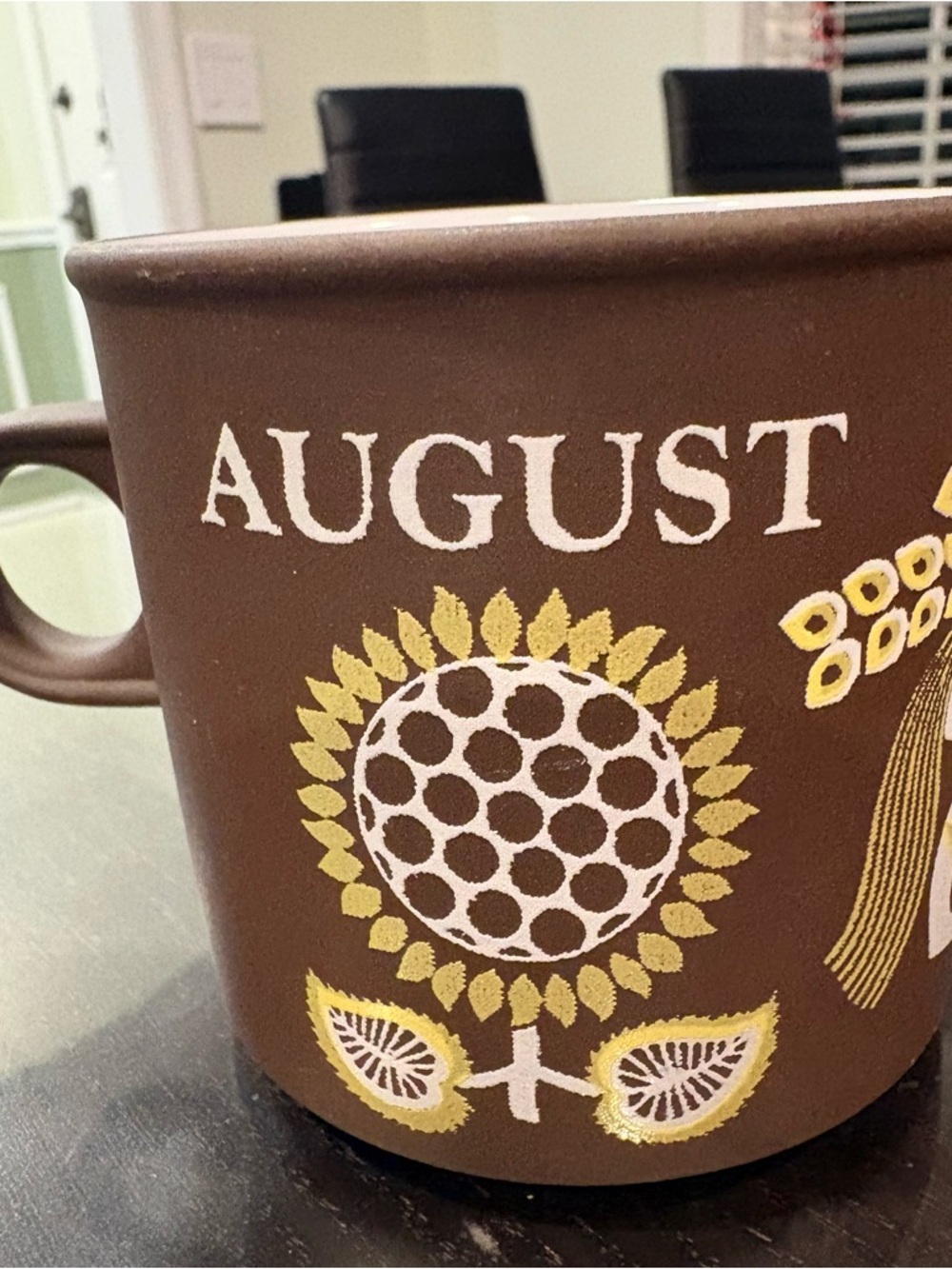 Hornsea Pottery vintage 1977 August Love ceramic mug brown 3” - Picture 3 of 5